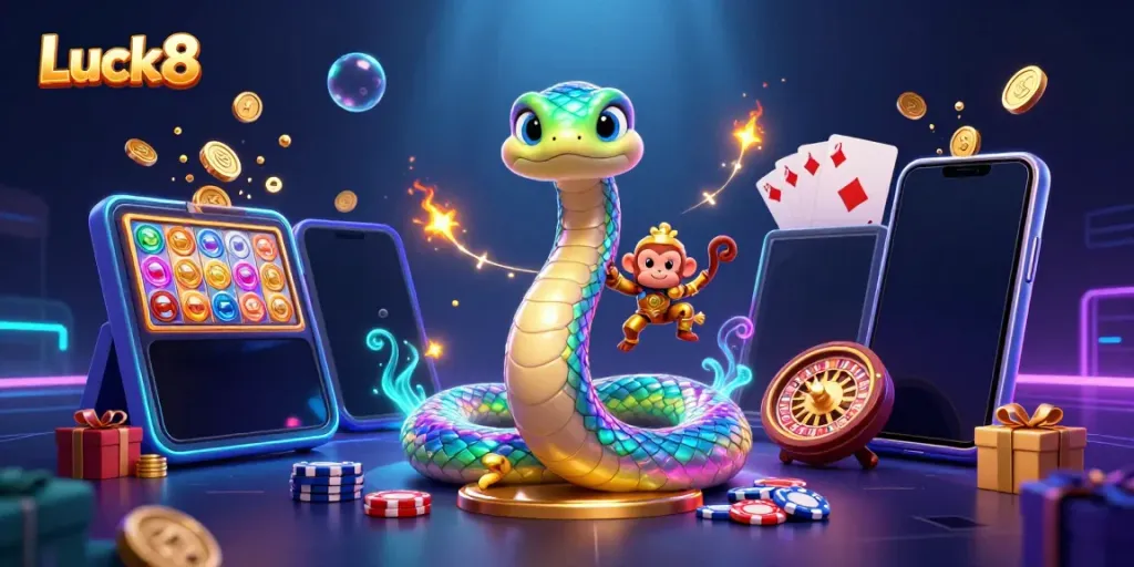 Luck8 showcases magical gameplay with vibrant characters and dynamic casino elements in an engaging scene.