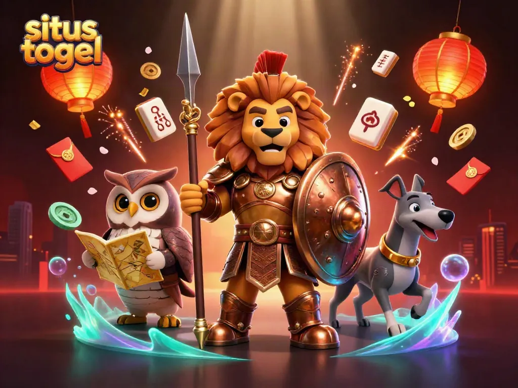 Engage with situs togel through an epic 3D scene featuring heroic characters and casino elements.