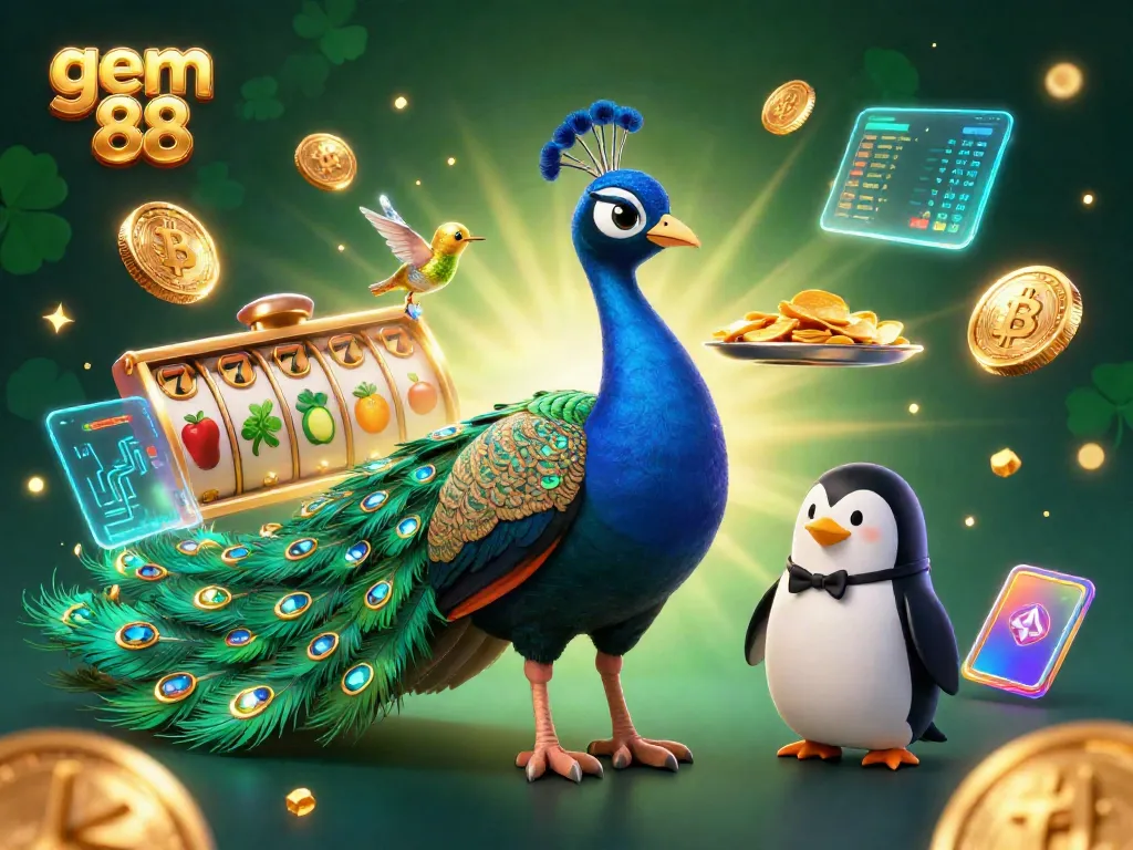 Experience thrilling slot action with gem 88 and dazzling characters in a vibrant casino scene.