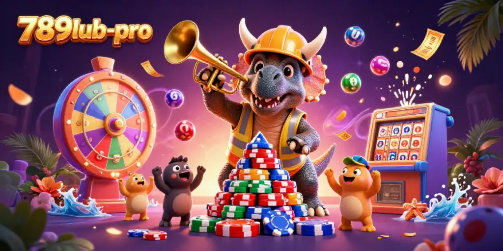 Experience thrilling excitement with 789lub-pro as colorful lottery balls bounce amidst a lively casino scene.