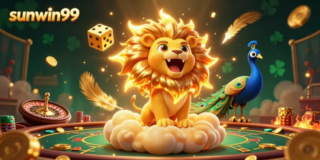 Engage with thrilling gameplay at sunwin99, featuring a vibrant casino scene with golden elements.