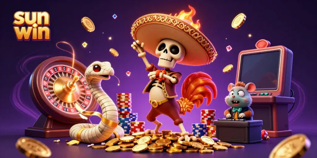 Experience exciting wins with sun win through colorful casino characters, coins, and games.