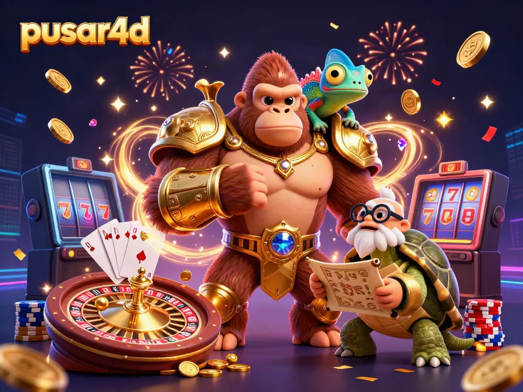 Engage with exciting pusar4d gaming visuals featuring dynamic characters, casino elements, and vibrant action.