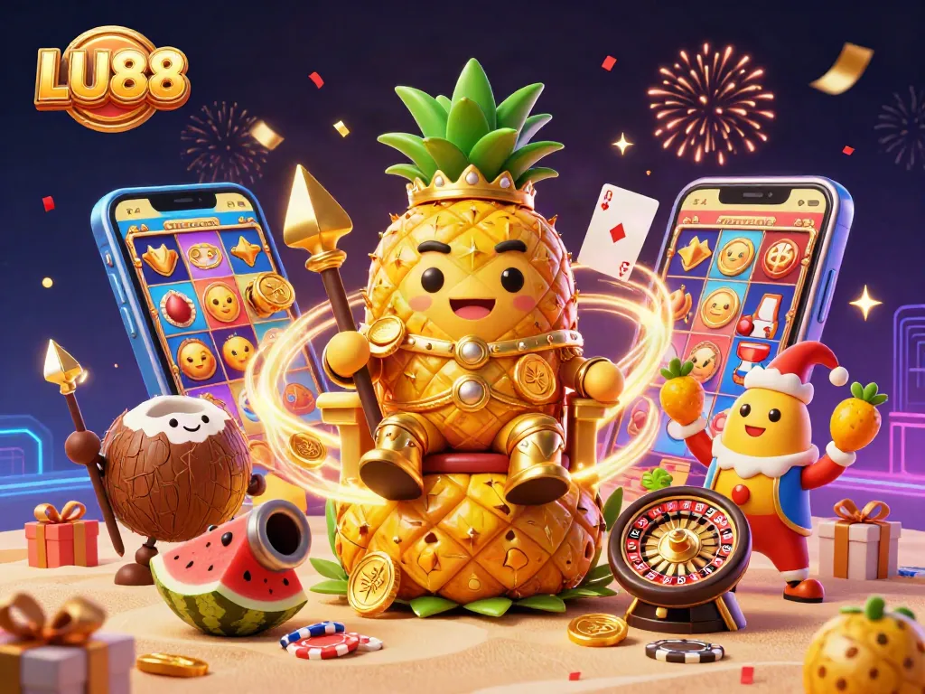 LU88 invites players to immerse in vibrant casino action with an energetic scene of gaming characters.
