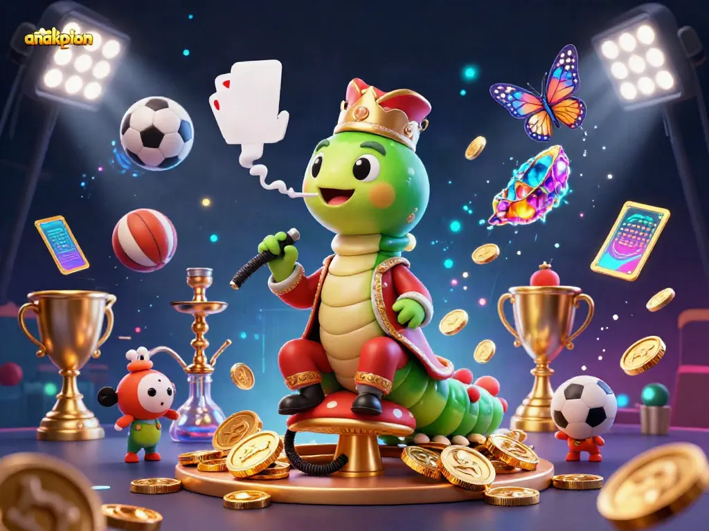 Experience exciting games at anakpion with vibrant elements representing online gambling.