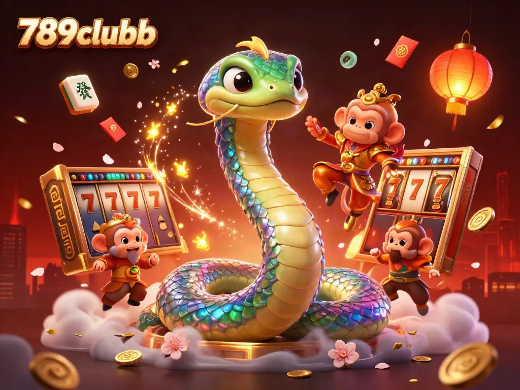 Experience the thrill of gaming at 789clubb with a vibrant illustration showcasing dynamic slot elements and whimsical characters.