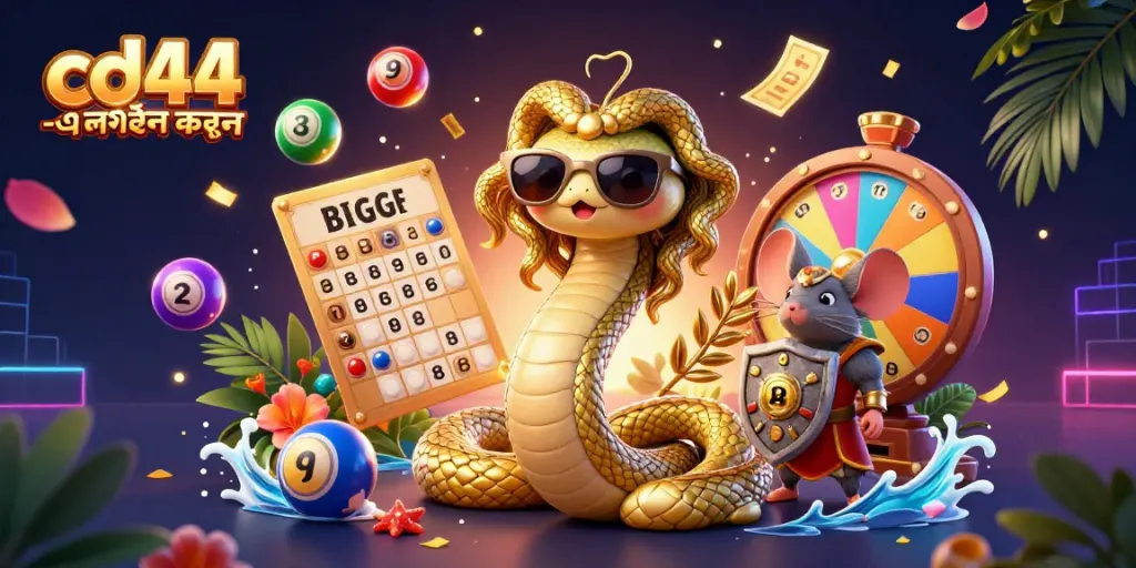 Engage with cd44 -এ লগইন করুন through colorful lottery elements and 3D animated characters.