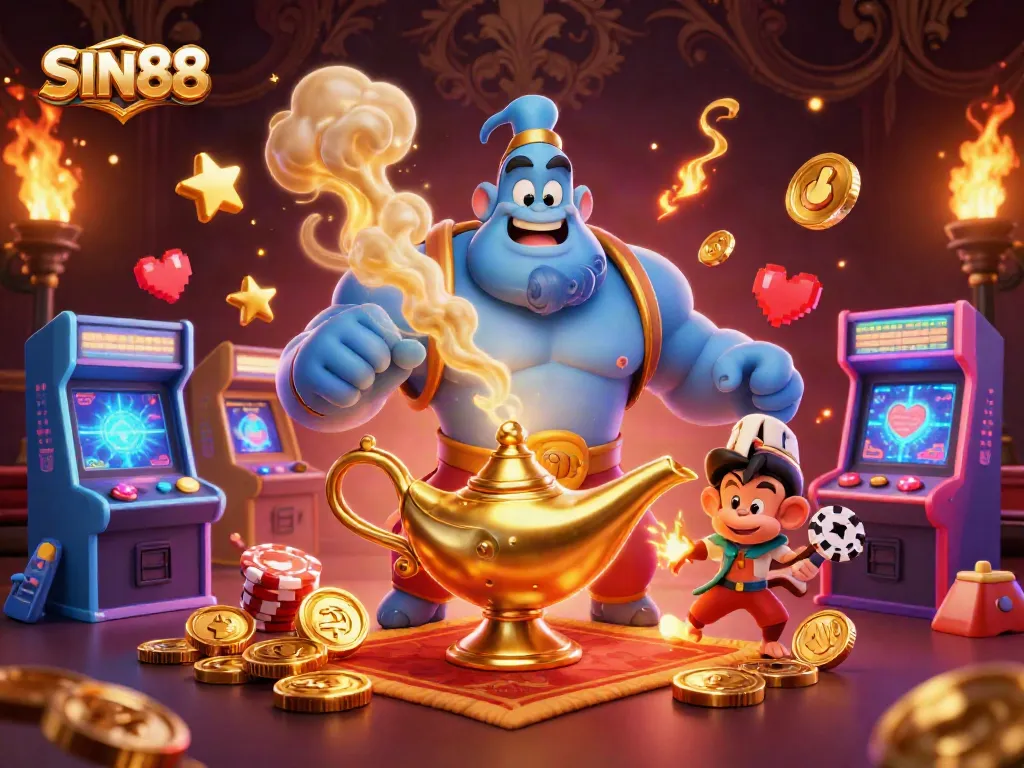Engage in thrilling betting experiences at SIN88 with vibrant casino-themed illustration.
