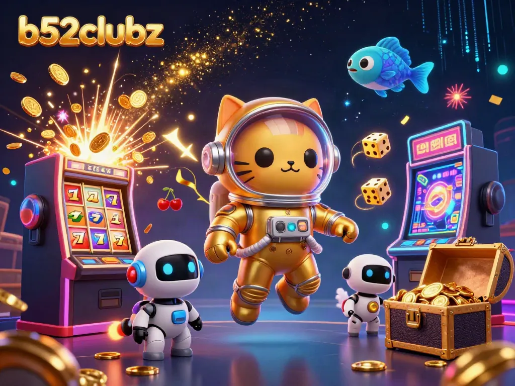 Experience the thrilling adventure of b52clubz with a magical 3D space casino scene.