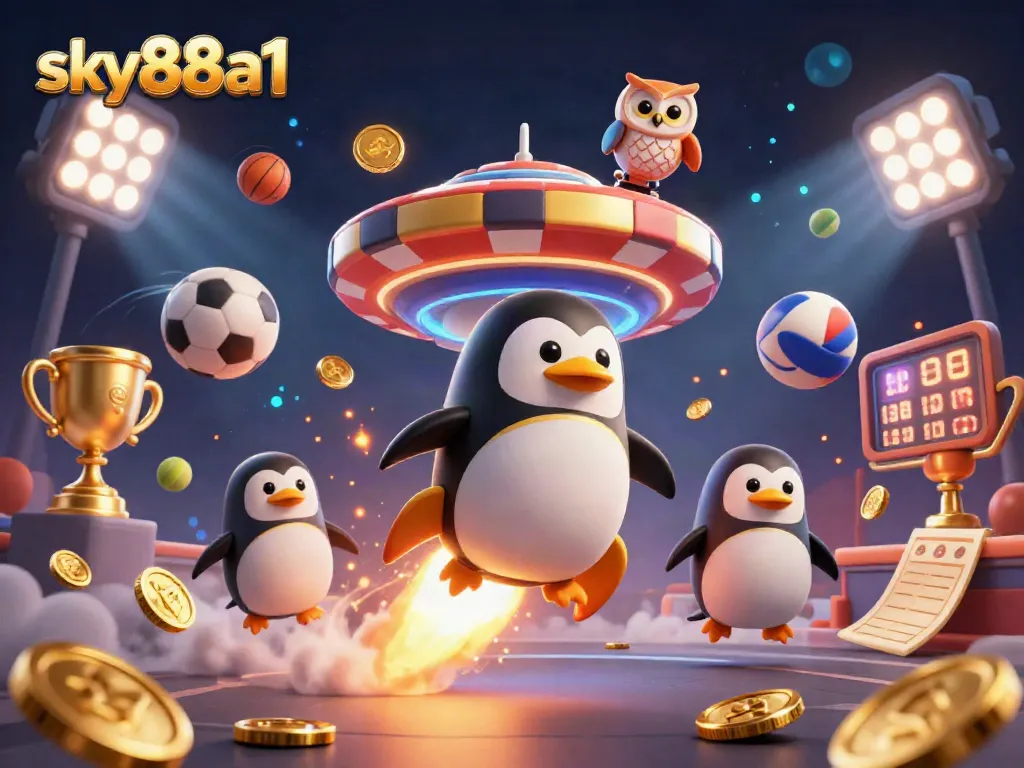 Engage in thrilling experiences at sky88a1 with a dynamic casino-themed illustration.