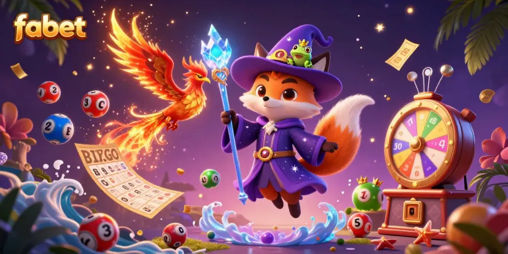 Experience fabet's thrilling lottery scene with whimsical characters and vibrant gaming elements exploding in color.