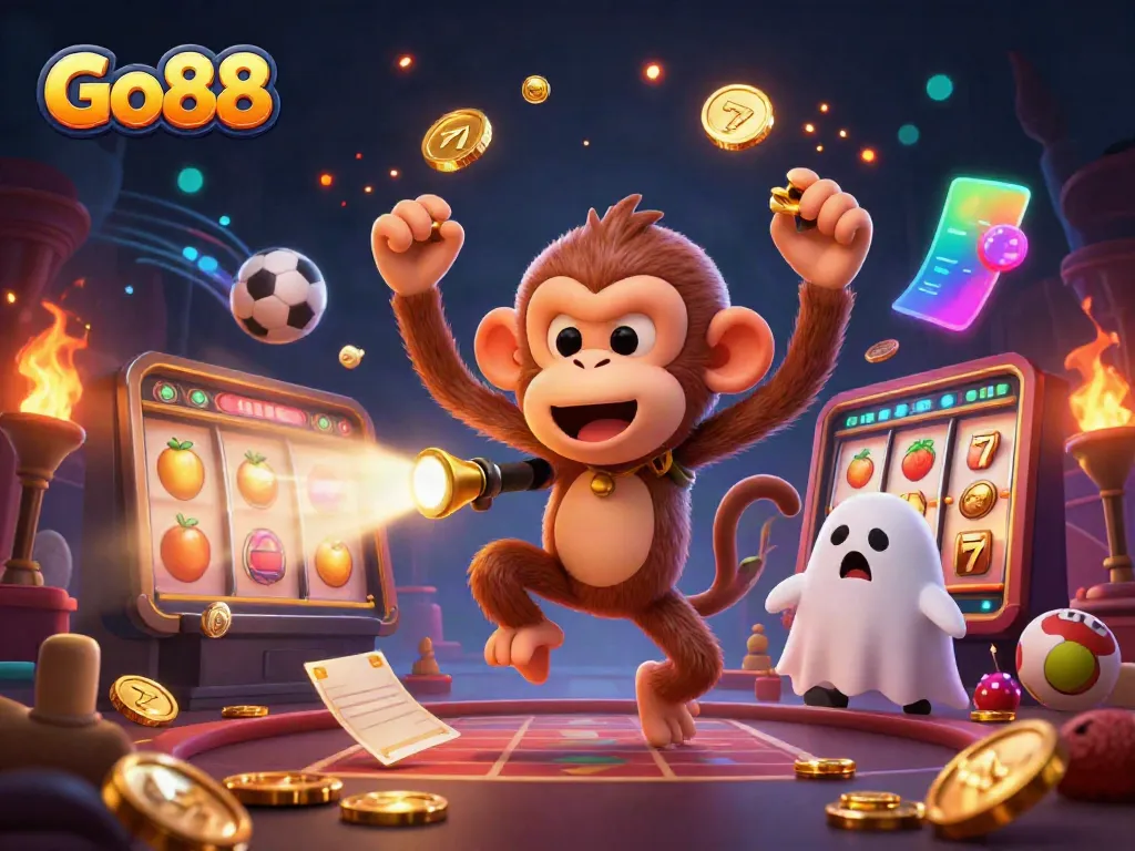 Experience thrilling gaming at Go88 with a playful poltergeist monkey and adventurous puppy.