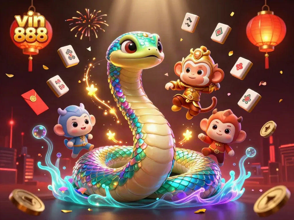 Experience thrilling gameplay at vin 888 with a vibrant 3D illustration that captivates online casino players.