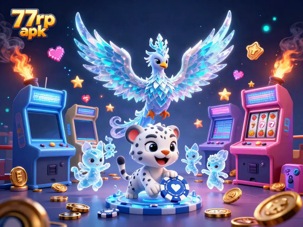 Experience exciting gameplay with the vibrant 77rp apk as a dazzling 3D fantasy scene unfolds.