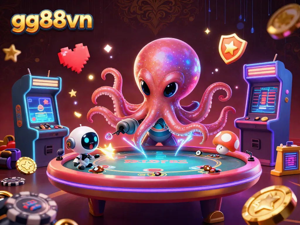 Engage in thrilling gameplay at gg88vn's holographic poker table in an exciting alien casino