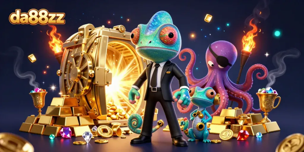 Win big at da88zz with our colorful casino adventure featuring unique characters and vibrant treasures.